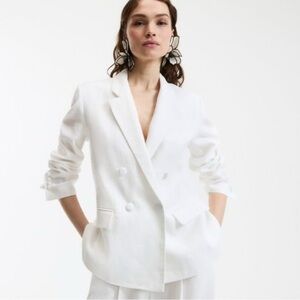 Zara Cream Double-Breasted Jacket